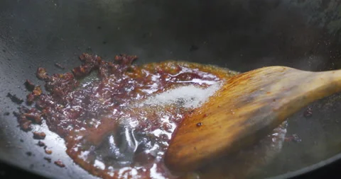Chili paste in a pan ready to stir-fry. Stock Footage 226281168