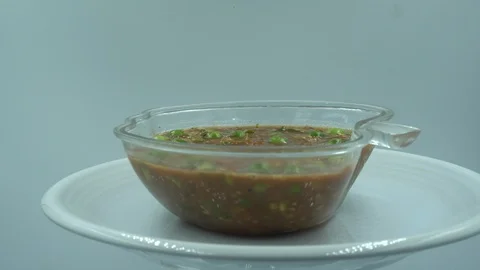 Chili paste in white background. Thai food to eat with boiled vegetables. Stock Footage 124027964