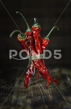 Chili peper on the wood Stock Photos