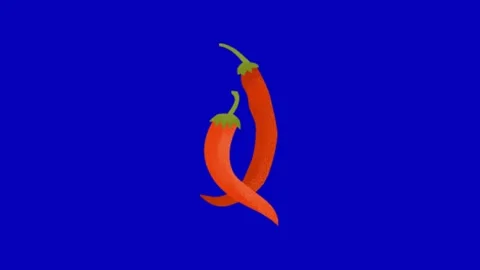 Chili Pepper Animation on Blue Screen Видео 345096560