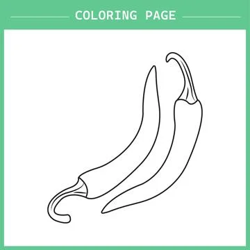 Chili Pepper Coloring Page Vector Stock Illustration