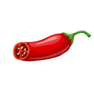 Chili pepper cut cartoon vector illustration Illustrazione stock
