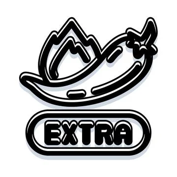 Chili pepper with fire and extra level text Stock Illustration