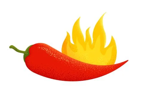 Chili pepper with fire Stock Illustration