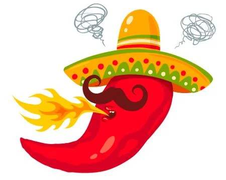 Chili pepper with flame Stock Illustration
