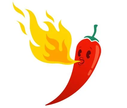Chili pepper with flame 库存插图