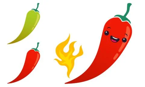 Chili pepper with flame Stock Illustration