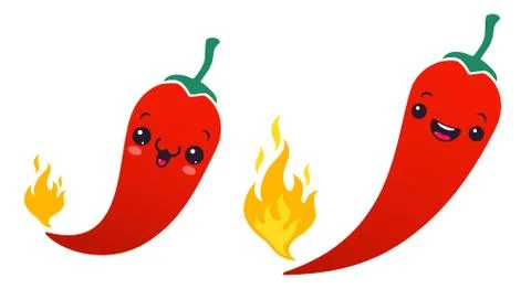 Chili pepper with flame Stock Illustration