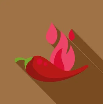 Chili pepper with flames icon symbolizing hot spicy food Stock Illustration