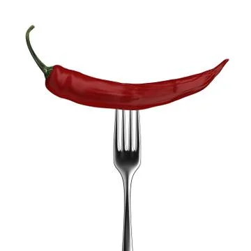 Chili pepper on fork Ilustração Stock