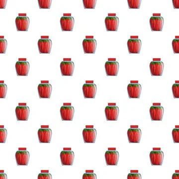 Chili pepper jars seamless pattern with spicy red peppers Stock Illustration
