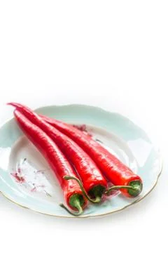 Chili pepper on light background, macro shot Stock Photos