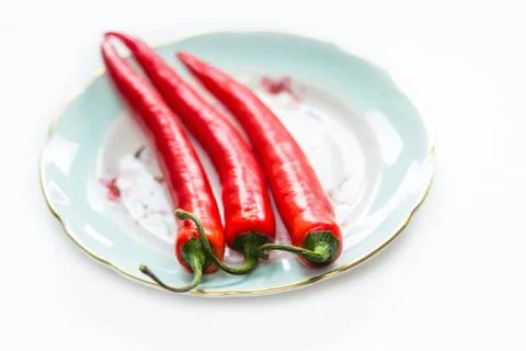 Chili pepper on light background, macro shot Stock Photos