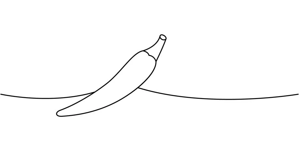 Chili pepper one line continuous drawing. Fresh organic vegetable. Vector Stock Illustration