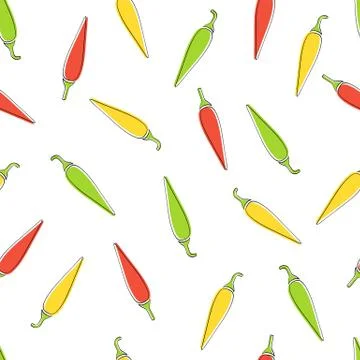 Chili pepper seamless vegetable background design Stock Illustration