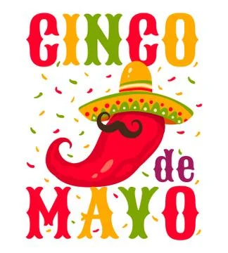Chili pepper in sombrero. Stock Illustration