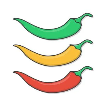 Chili Pepper Vector Icon Illustration. Set Of Chili Peppers Flat Icon Stock Illustration