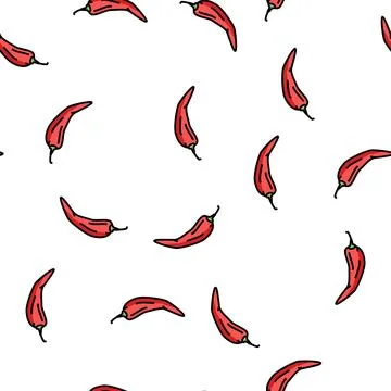 Chili pepper vector seamless pattern Stock Illustration