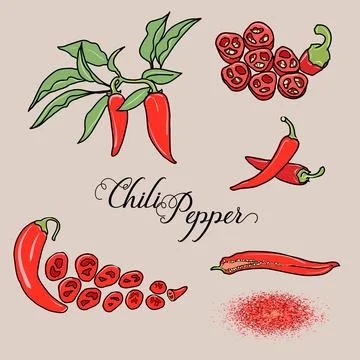 Chili pepper vector set Stock Illustration
