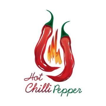 Chili peppers with flame Stock Illustration