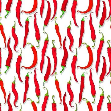 Chili peppers repeating pattern editable vector template 库存插图