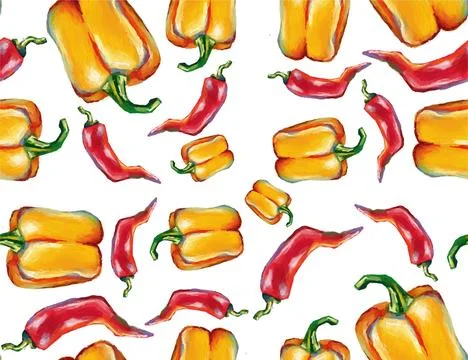 Chili peppers seamless pattern and quality illustration Stock Illustration