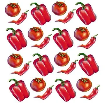 Chili peppers seamless pattern and quality illustration Stock Illustration
