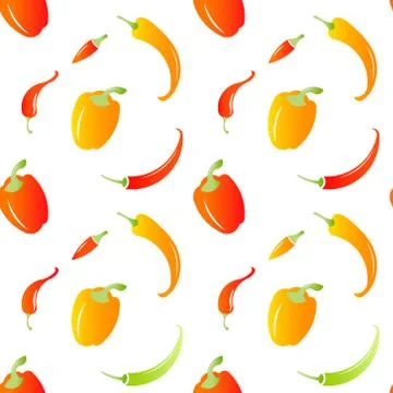 Chili peppers seamless pattern. Hot food. Illustrazione stock
