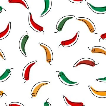 Chili Peppers Seamless Pattern Stock Illustration