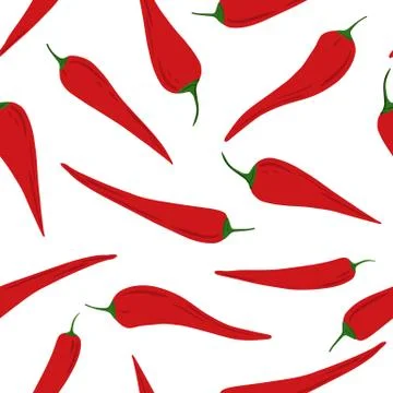 Chili peppers seamless pattern. Pepper hand drawn wallpaper. Stockillustratie