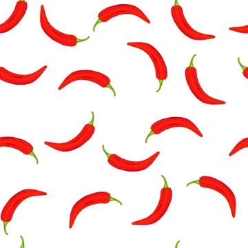 Chili peppers seamless pattern. Texture with small red hot chile peppers. Stock Illustration