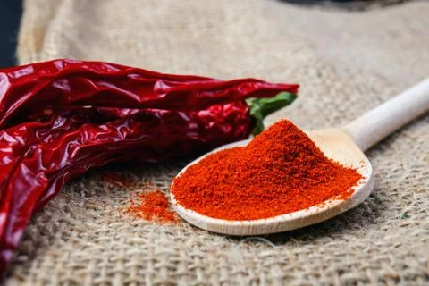 Chili peppers on a table Stock Photos