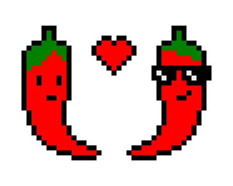 Chili pixels for 8 bit game assets Stock Illustration