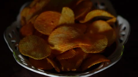 Chili potato chips on the table Stock Footage 261741123
