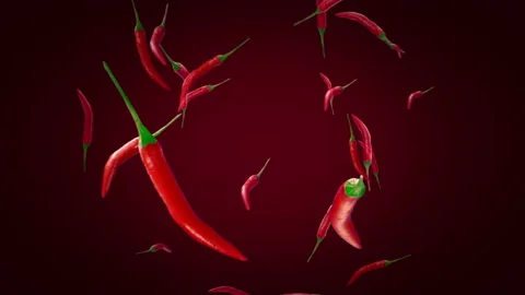 Chili red pepper explodes  Stock Footage 195131763