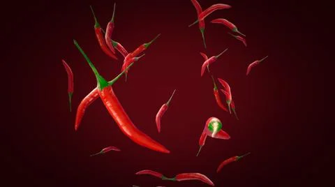 Chili red pepper explodes  Stock Photos