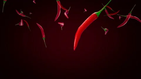 Chili red pepper falling  Stock Footage 195131750