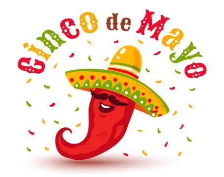 Chili in sombrero Stock Illustration