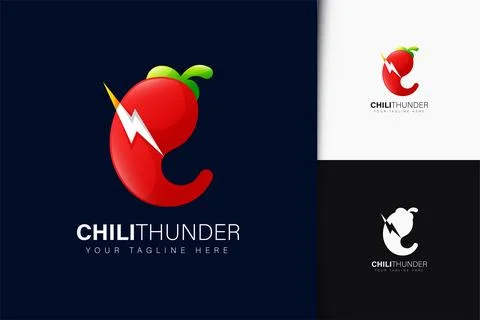 Chili thunder logo design with gradient Stock Illustration
