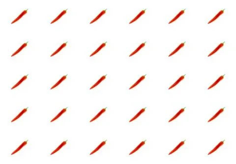 Chili vegetable spice pattern hot red pepper on white isolated background Stock Photos