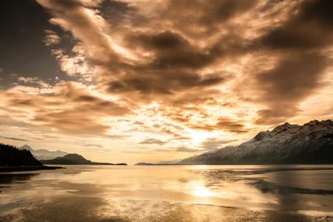 Chilkat inlet sunset Foto stock