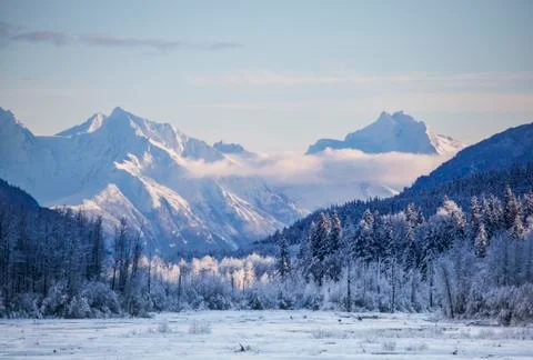 Chilkat Mountains in winter Stock Photos