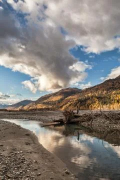 Chilkat river in evening Stock Photos
