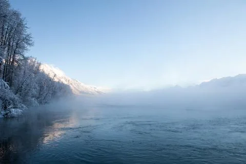 Chilkat river mist Stock Photos