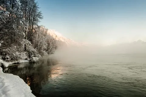 Chilkat river in winter Stock Photos