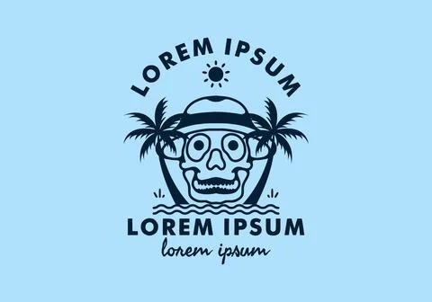 Chill on the beach line art with lorem ipsum text 스톡 일러스트