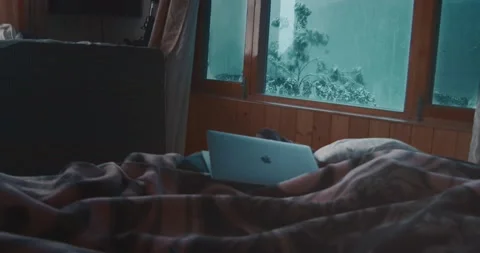 Chill day with snow fall outside Stock-Footage 153382681