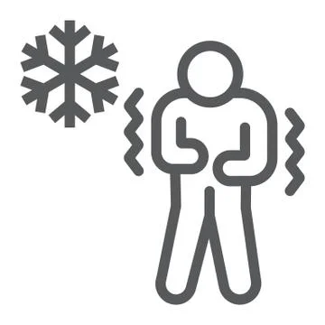 Chill human line icon, flu and covid-19, coronavirus symptom sign, vector Illustrazione stock