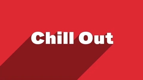 CHILL OUT white letters with shadow moving banner animation on red background Stock Footage 159831972