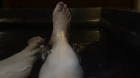 Chill relax spend time in hot water bath tub stress release after long day .. Stock Footage 289747665